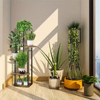 Estante/esquinero para plantas · 5 niveles · Madera + metal