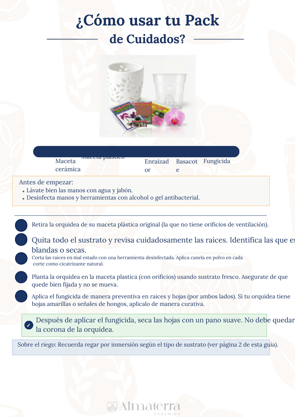 Pack Completo para el Cuidado de Orquídeas – Maceta Decorativa, Maceta Transparente, Fertilizante, Enraizador y Triple Acción