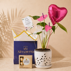 Mini Anturio Lila con Maceta Artesanal
