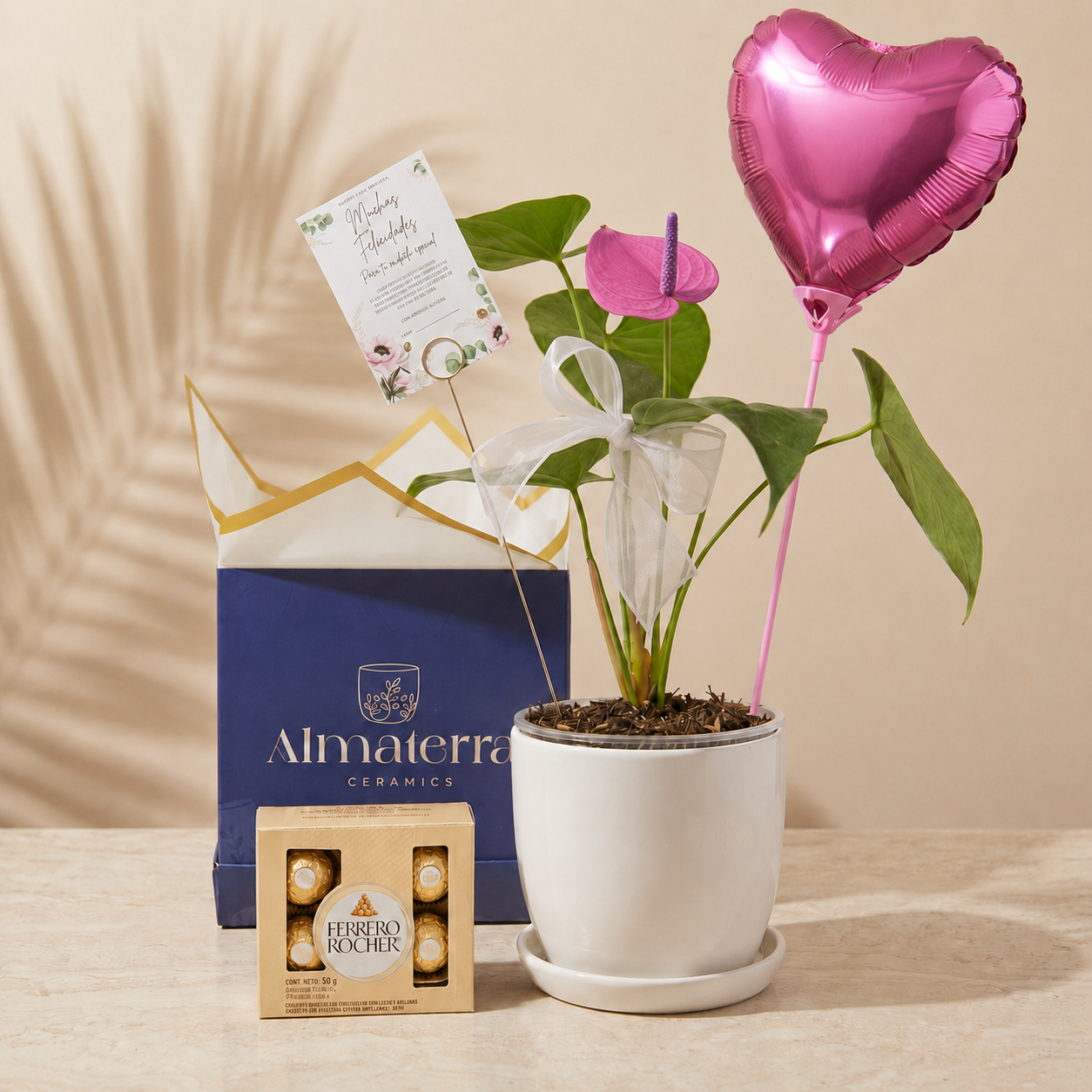 Mini Anturio Lila con Maceta Artesanal