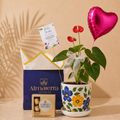 Mini Anturio con Maceta Artesanal Floral | Edición Limitada