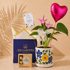 Mini Anturio con Maceta Artesanal Floral | Edición Limitada