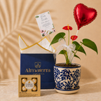 Mini Anturio Rojo con Maceta Artesanal
