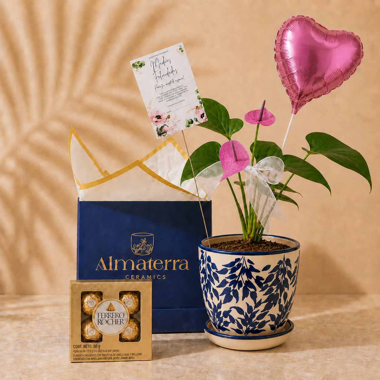 Mini Anturio Lila con Maceta Artesanal