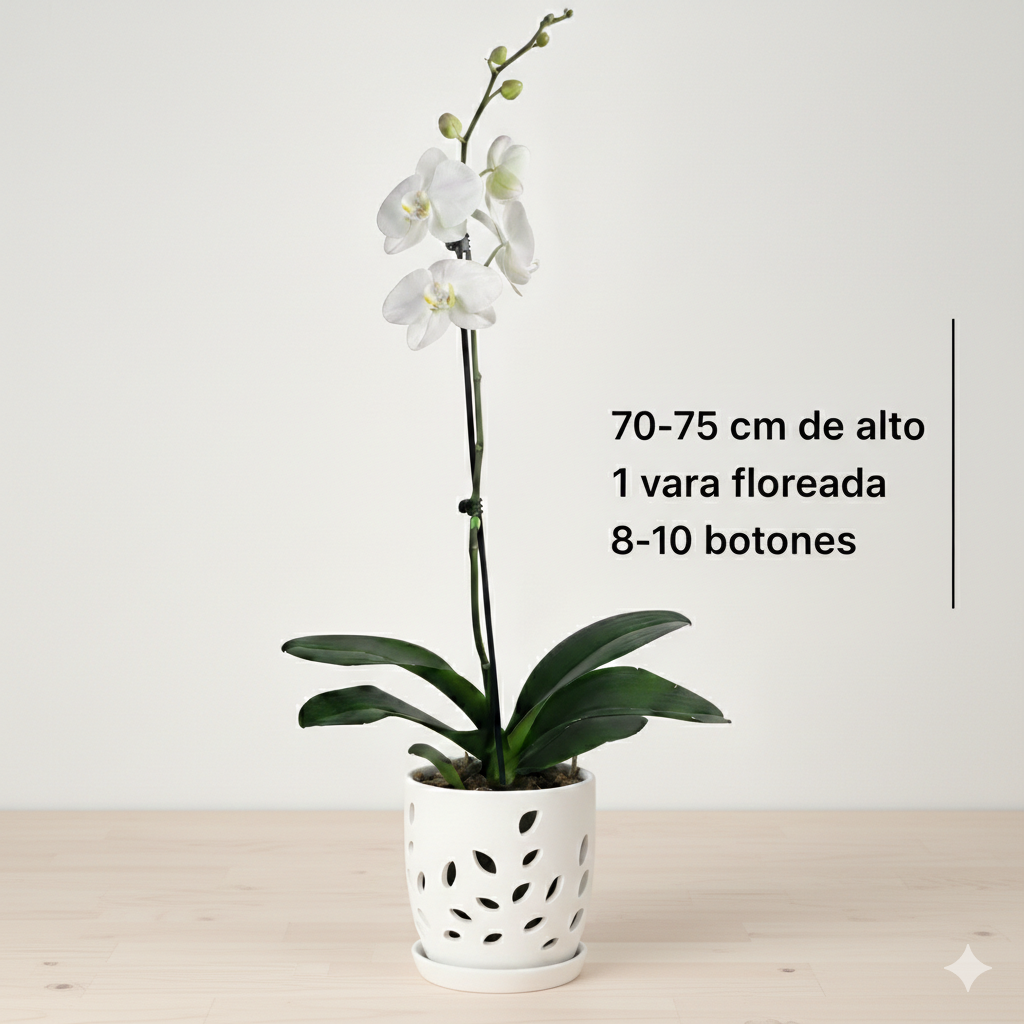 Orquidea Blanca con Amarilla 1 vara ramificada