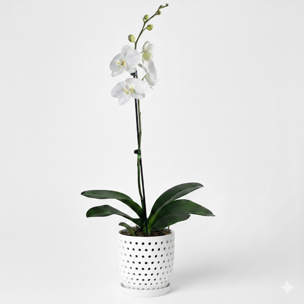 Orquidea Blanca con Amarilla 1 vara ramificada