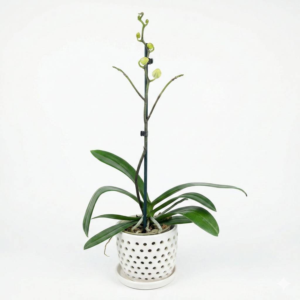 Orquidea Blanca con centro fucsia - 1 vara ramificada