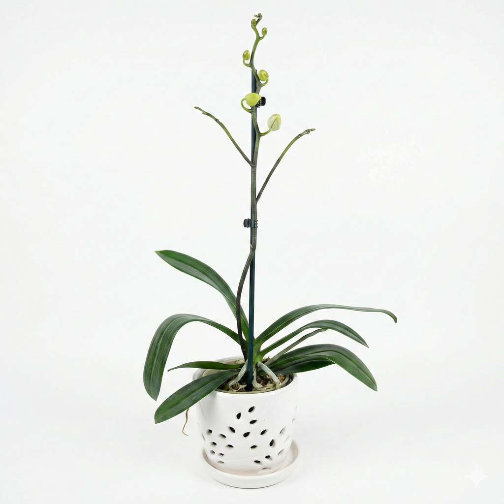 Orquidea Blanca con centro fucsia - 1 vara ramificada