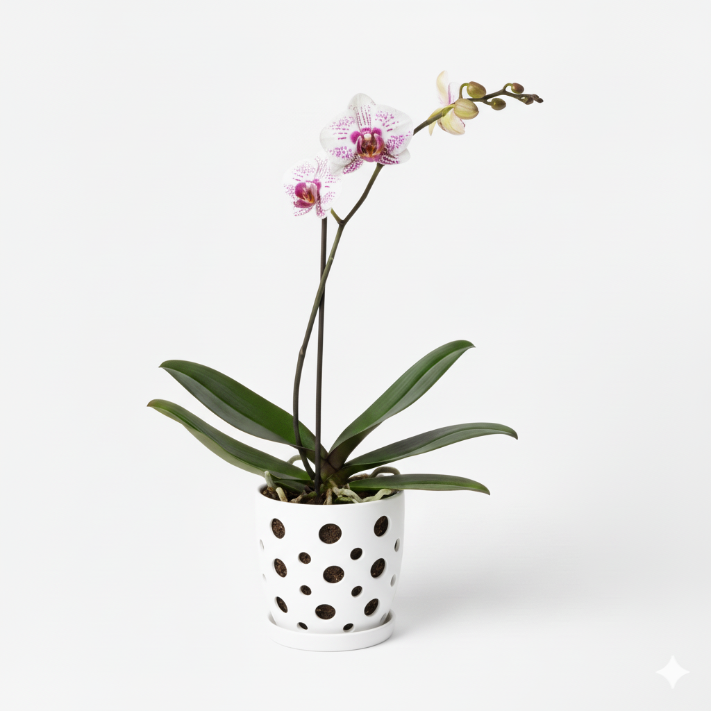 Orquidea Blanca Pigmentada Fucsia San Sebastian Premium – 1  vara ramificada