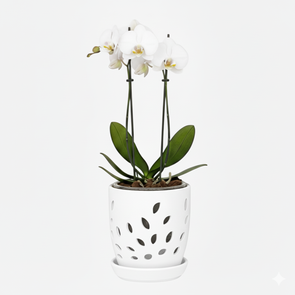 Orquidea Blanca Centro Amarillo Yvion – 2 varas ramificadas